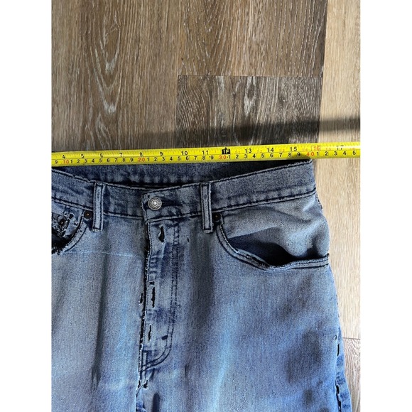 Levi's 550 Relaxed Fit Mens 32x30 Light Blue Good Distressed Custom Repair Jeans - Picture 3 of 8